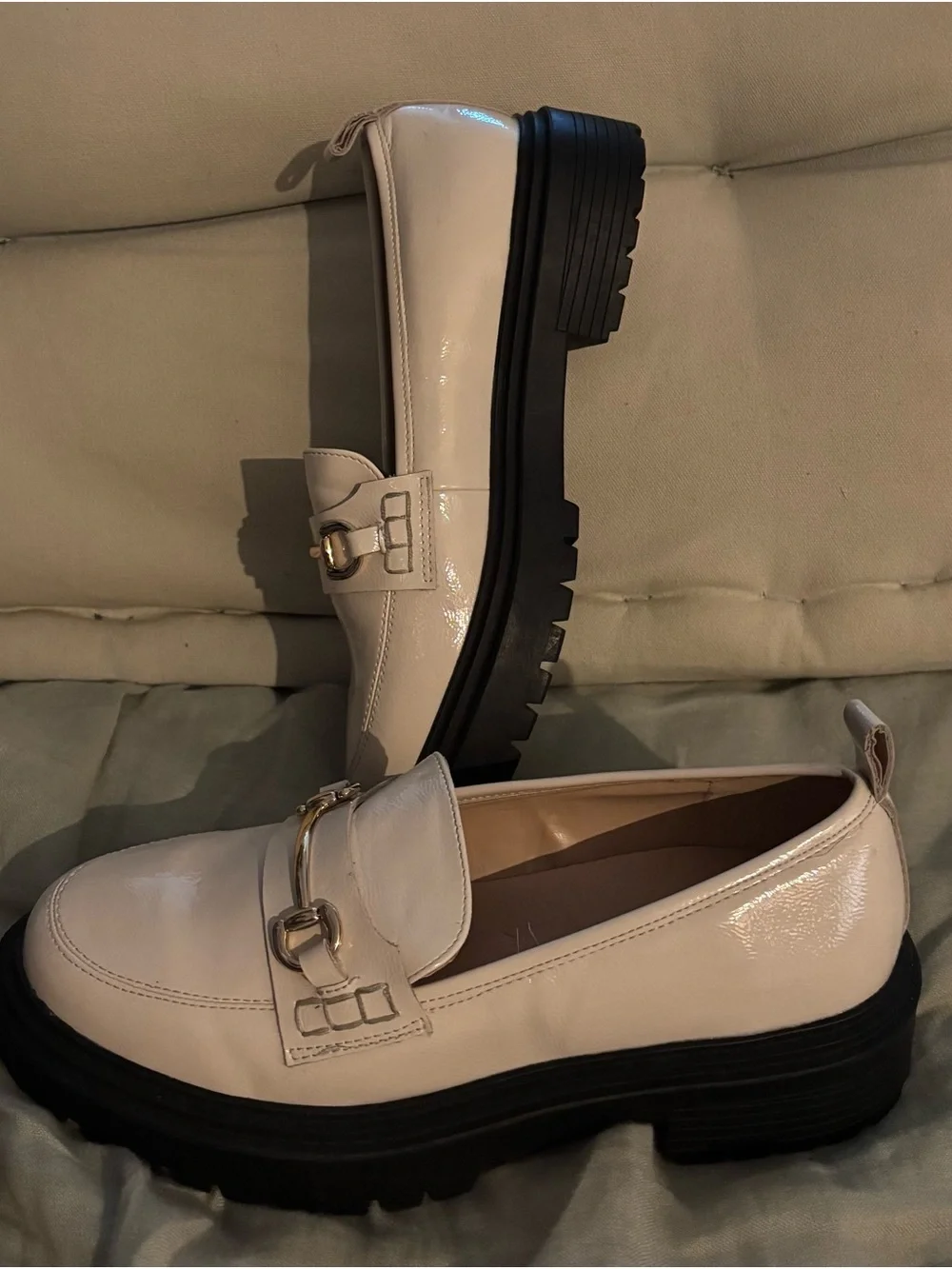 Fashion to Figure Ivory Horsebit Platform Loafers Women’s Size 8 Wide 8W